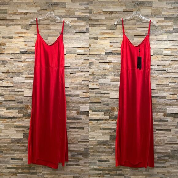 AX Paris Red Satin Maxi Dress | US 8 UK 12 Cowl, Formal Gown, Wedding, Party NWT - Picture 2 of 7